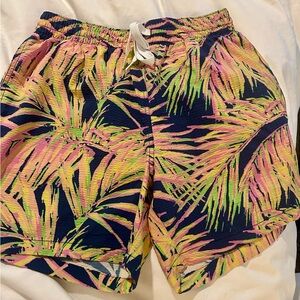Men’s Chubbies 5.5 swim Board shorts M medium Flowers Palm Blue Pink Yellow